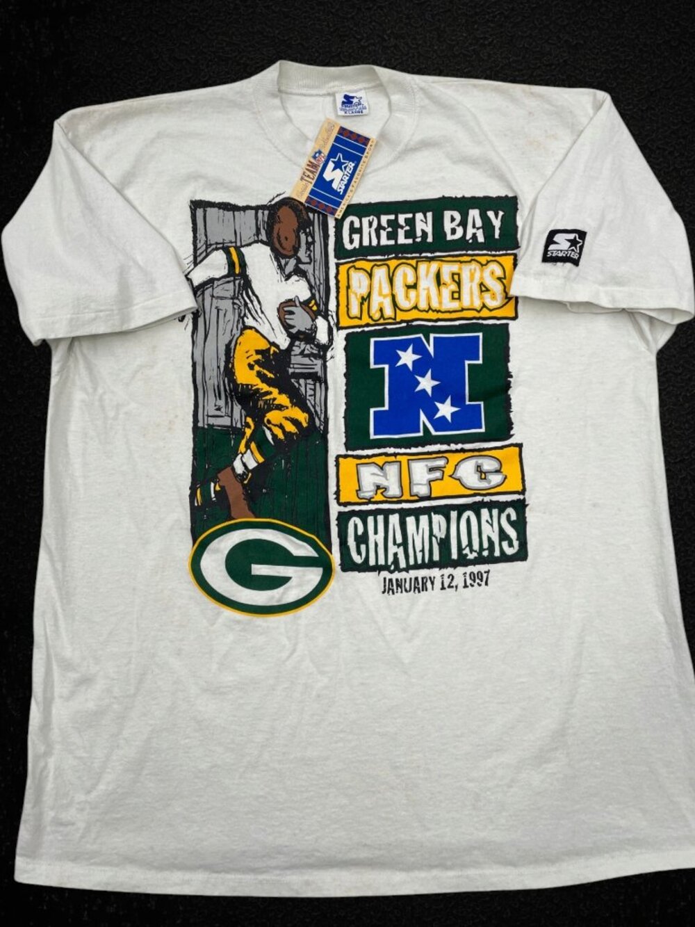 STARTER Green Bay Packers 1997 Champions Old Stock New Vintage T-Shirt Men's XL